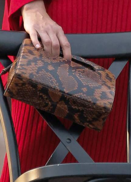Un sac en imitation peau de serpent pour la belle Carla Bruni-Sarkozy au défilé de mode Hommes printemps-été "AMI" au Sacré Coeur à Paris.