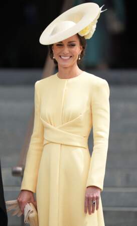 Kate Middleton est sublime en jaune pastel à Londres, le 3 juin 2022.