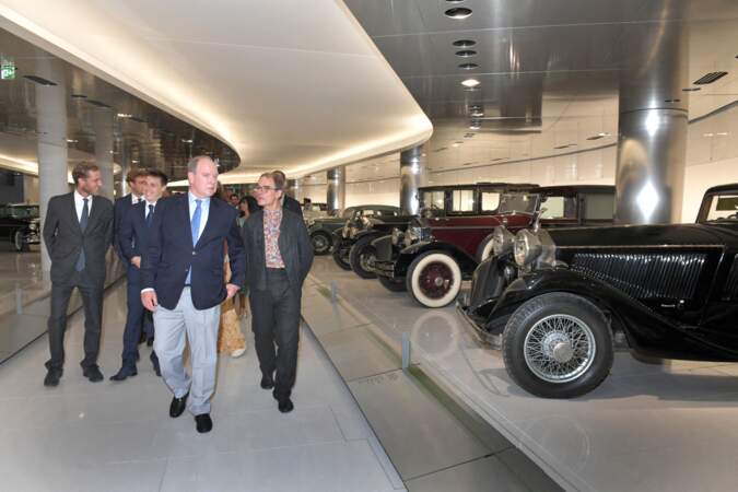Albert II de Monaco et ses neveux Andréa Casiraghi et Louis Ducruet  ont inauguré le nouveau Musée de l'Automobile de Monaco, sur le port de Monaco, ce 7 juillet 2022