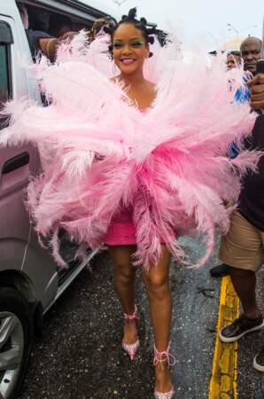 Rihanna défile à l'occasion de la parade de Kadooment Day à La Barbade, le 5 aout 2019.