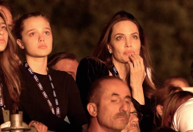 Angelina Jolie a pu profiter d'un moment complice avec sa fille Shiloh lors du concert de Måneskin, au "Circo Massimo", à Rome, le 9 juillet 2022.