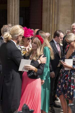 Cressida Bonas, au mariage de Lady Tatiana Mountbatten, cousine éloignée de la Reine, et Alick Dru à la cathédrale de Winchester, le 23 juillet 2022.