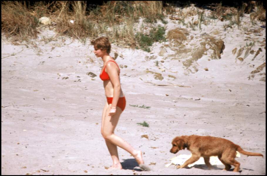 La princesse Marie Astrid du Luxembourg et ses chiens à Saint-Tropez en 1978