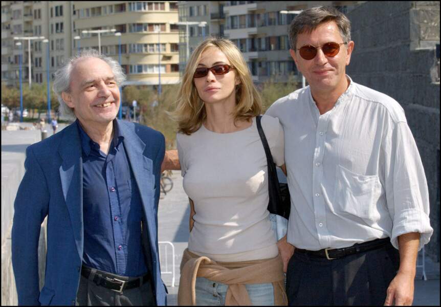 Emmanuelle Béart et Jacques Rivette (à gauche), ainsi que Jery Radziwilowich en 2003, au festival du film de San Sebastian pour "Histoire de Marie et Julien"