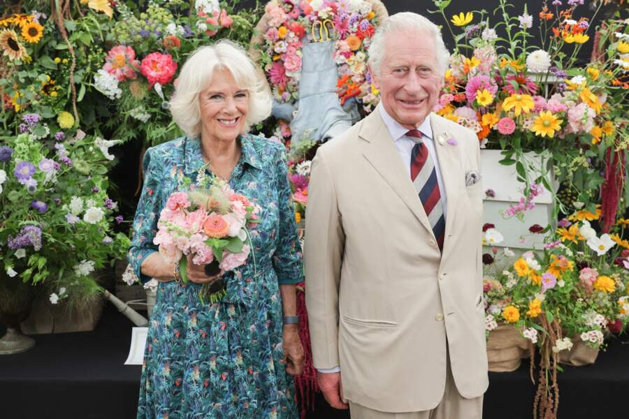 Le prince Charles et sa femme, Camilla Parker-Bowles, duchesse de Cornouailles, ont inauguré le Sandringham Flower Show (Royaume-Uni), le 27 juillet 2022