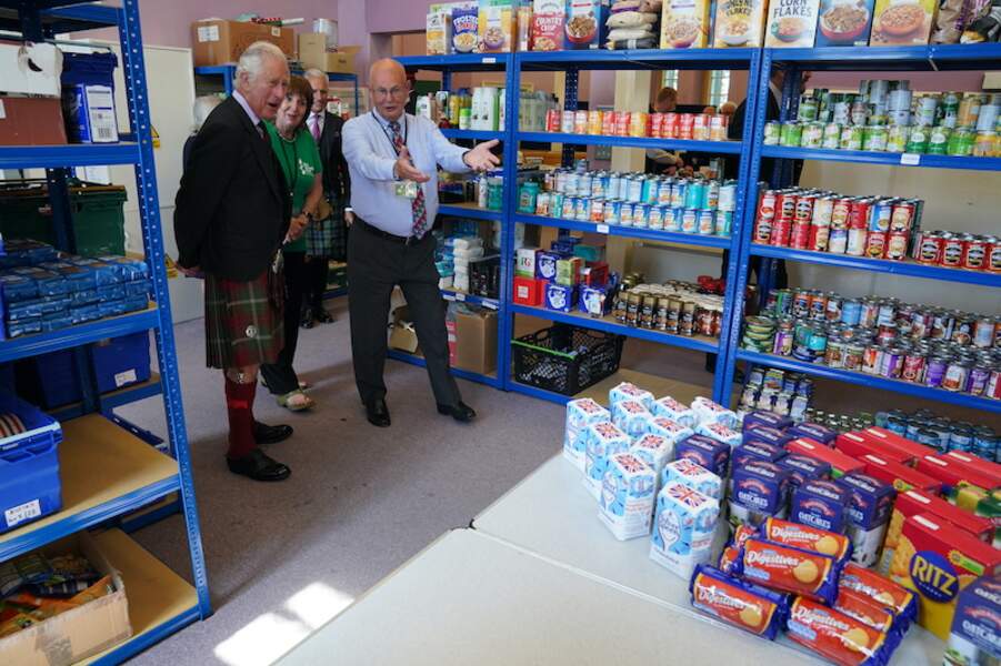 Le prince Charles en visite à la banque alimentaire du comté de Caithness.
