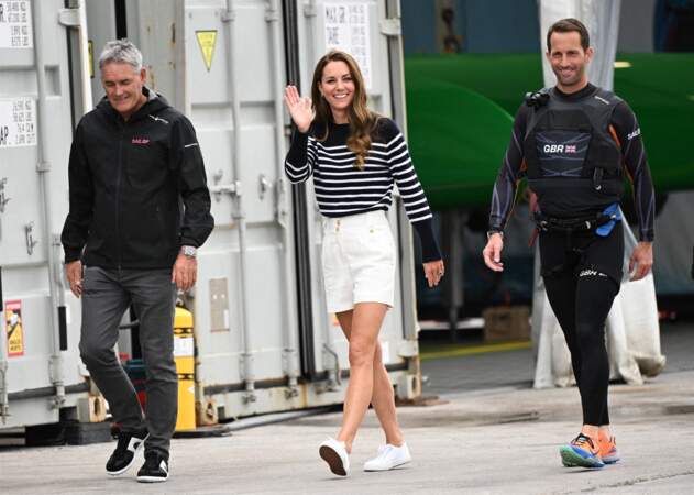 Kate Middleton a rencontré l'équipe de Grande-Bretagne avant la course Sail Grand Prix, à Plymouth, le 31 juillet 2022