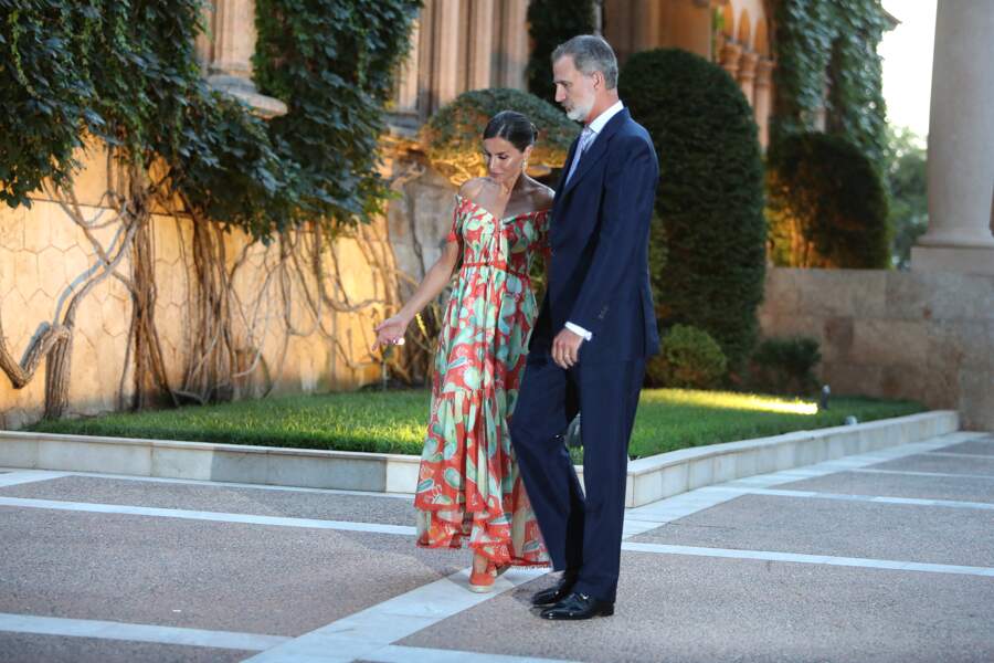 Le roi Felipe VI et la reine Letizia d'Espagne prêts à recevoir les autorités locales dans leur résidence d'été au palais Miravent à Palma de Majorque
