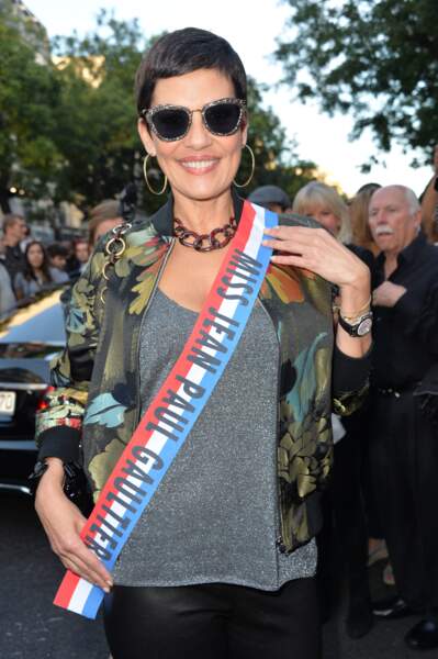 Cristina Cordula au dernier défilé de prêt-à-porter de Jean-Paul Gaultier en 2014