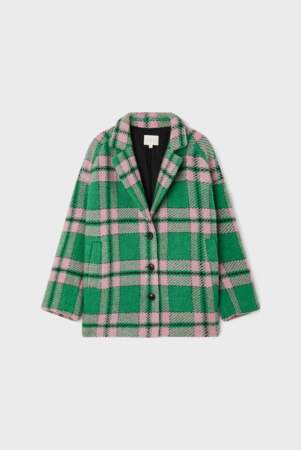 Manteau de laine mélangée à carreaux en tweed, Pablo, 375€