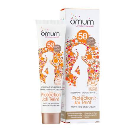 Crème solaire visage teinté SPF50 Ma Protection Joli Teint, Omum, 25,60€ disponible en deux teintes sur omum.fr