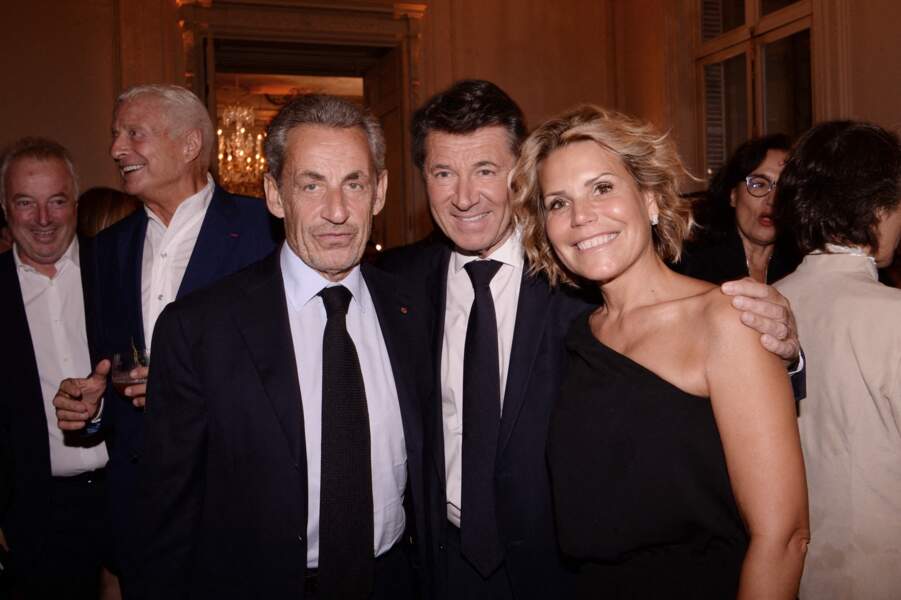 Nicolas Sarkozy, Christian Estrosi, en compagnie de sa femme, la journaliste Laura Tenoudji Estrosi, ce lundi 5 septembre