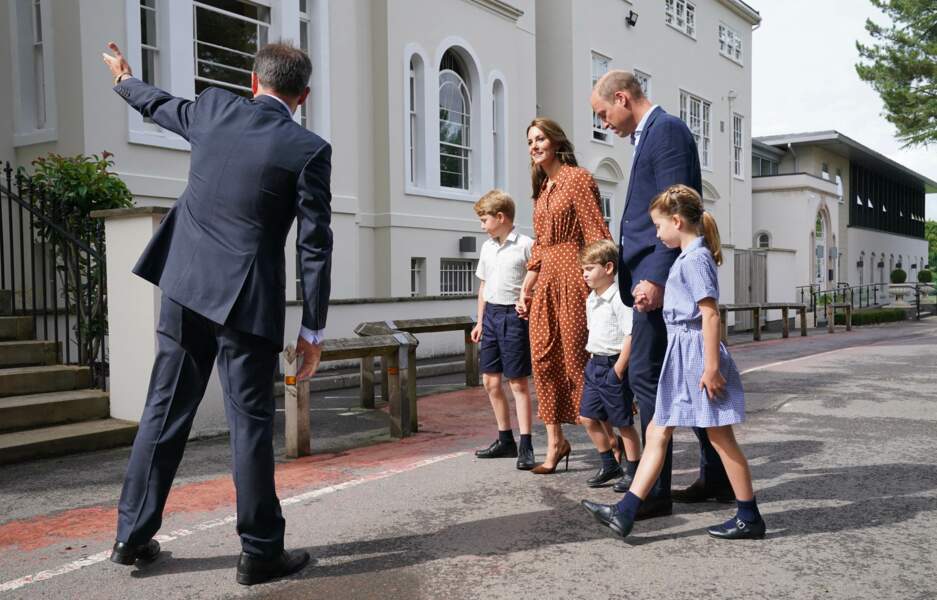 Premier jour d'école pour George, Charlotte et Louis dans leur nouvelle école, le 7 septembre 2022.