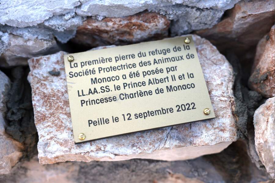 Charlène de Monaco pose de la première pierre du futur refuge de la SPA de Peille. Le 12 septembre 2022