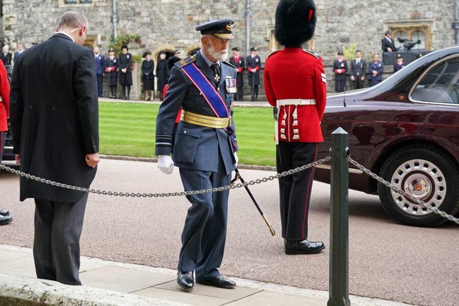 Le prince Michael de Kent arrive à la cérémonie funèbre à la chapelle Saint-Georges à Windsor, pour un ultime hommage à la reine Elizabeth II, le 19 septembre 2022.
