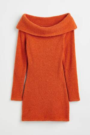 Robe courte épaule nue en maille texturée, H&M, 19,99€