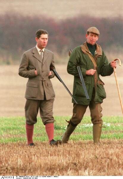 Le prince Charles en tenue de chasse à Sandringham en 1995