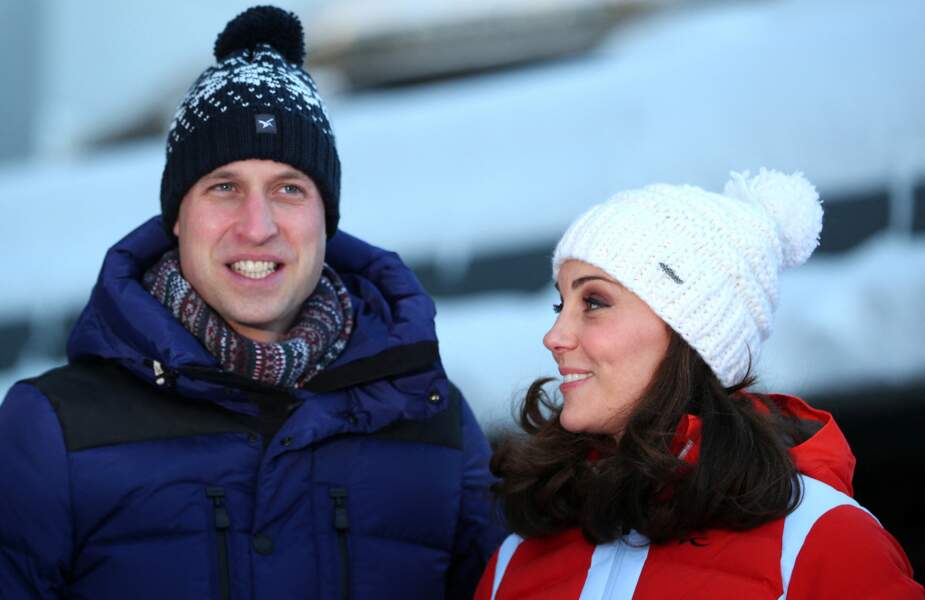 Le prince William et Kate Middleton visitent l'école nationale de saut à ski à Oslo (Norvège) en 2018