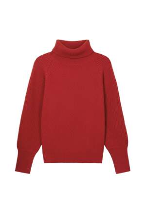 Pull en laine et cachemire rouge, Soi Paris, 215€