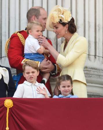 La famille royale au balcon du palais de Buckingham lors de la parade Trooping the Colour 2019.