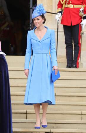 Kate Middleton, lors du service annuel de l'Ordre de la jarretière à la chapelle Saint-Georges de Windsor, le 13 juin 2022.