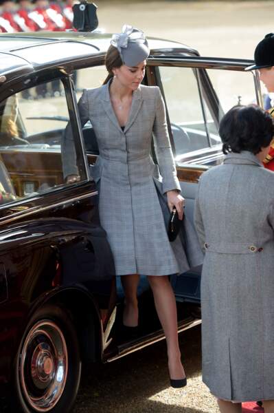 Kate Middleton à son arrivée à une réception avec le président de Singapour à Londres, le 21 octobre 2014.