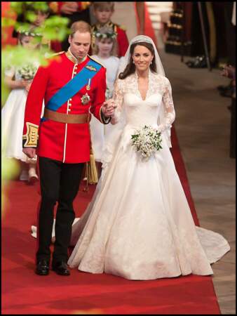 Le prince William et Kate Middleton, lors de leur mariage à l'Abbaye de Westminster, le 29 avril 2011.