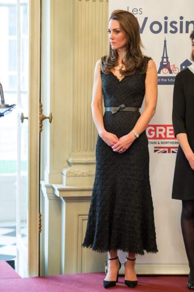 Kate Middleton à la réception de l'ambassadeur de Grande-Bretagne à Paris, le 17 mars 2017.
