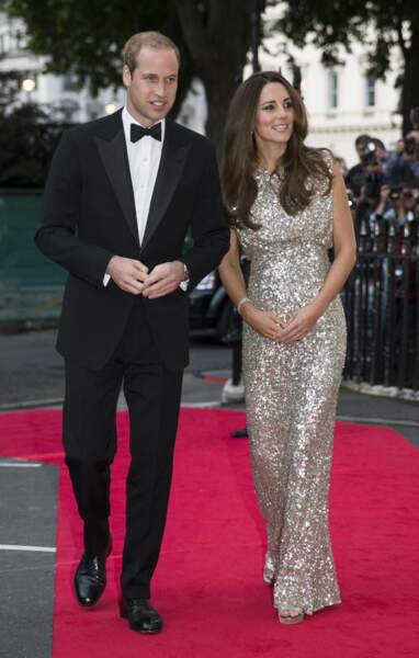 Le prince William et la duchesse de Cambridge en robe Jenny Packham au gala de la fondation "Trusk" à Londres, le 12 septembre 2013. 