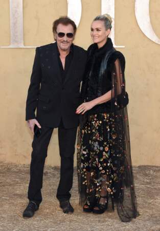 Johnny Hallyday et sa femme Laeticia à la présentation de la collection Dior croisière by Maria Grazia Chiuri à Calabasas, le 11 mai 2017