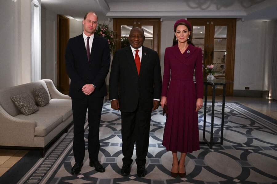 Kate Middleton et le Prince William ont accueilli le président sud-africain à l'hôtel Corinthia de Londres le 22 novembre 2022