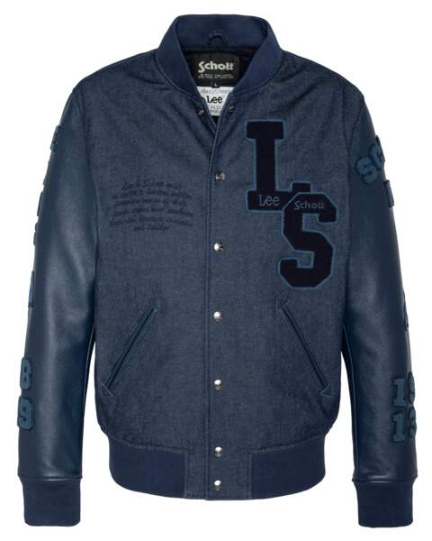 Bomber Varsity Jacket en coton mélangé, Lee x Schott, 325€