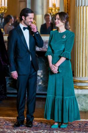 Quant à Sofia de Suède, elle préfère une robe en velours The Vampire's Wife à Stockholm, le 29 novembre 2022