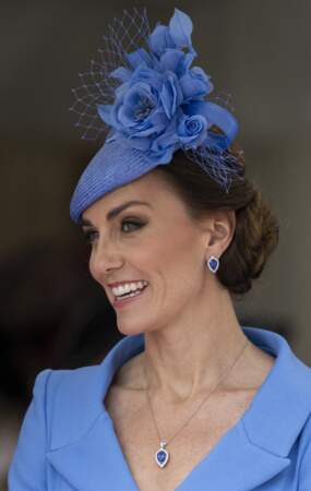 Le chignon tressé de Kate Middleton lors de la cérémonie de l'ordre de la Jarretière à la chapelle Saint-Georges du château de Windsor en juin 2022