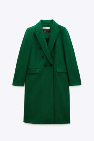 Manteau masculin en laine mélangée, Zara, 139€.