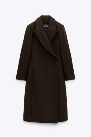 Manteau à boutonnage croisé avec laine, Zara, 99,95€.
