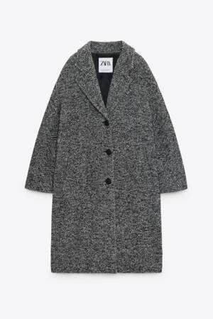 Manteau oversize à chevrons, Zara, 99,95€.