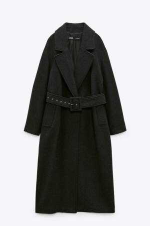 Manteau ajusté avec ceinture, Zara, 159€.
