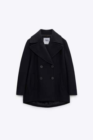 Manteau à boutonnage croisé avec laine, Zara, 89,95€.