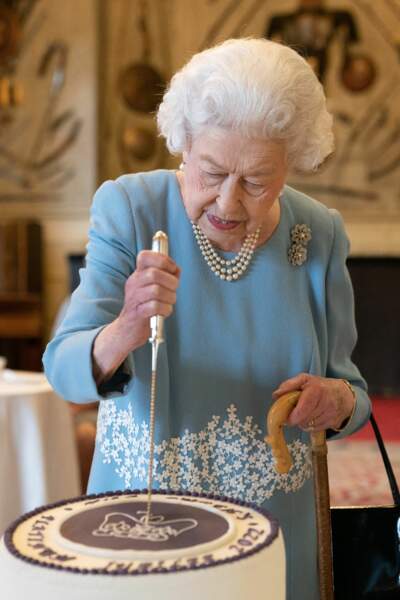 La reine Elisabeth II à Sandringham House, lors d'une réception.