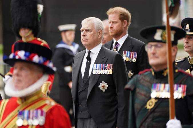 Le prince Andrew, aux funérailles d'Etat de la reine Elizabeth II d'Angleterre, le 19 septembre 2022. 