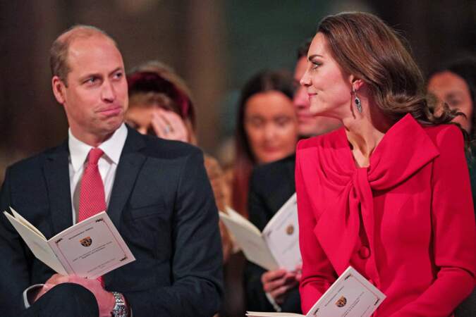 Le 8 décembre 2021 : le prince William et Kate Middleton lors du concert de Noël "Royal Carols - Together At Christmas", organisé à l'abbaye de Westminster à Londres.