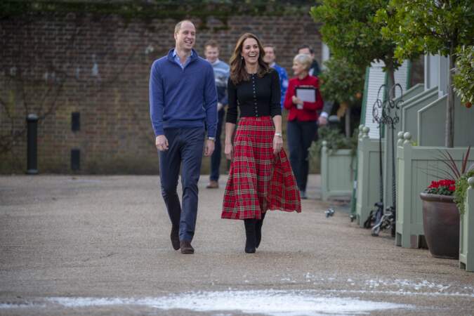 Le 4 décembre 2018 : Le prince William et Kate Middleton arrivent une fête de Noël pour le personnel de la RAF (Royal Air Force) à Londres.