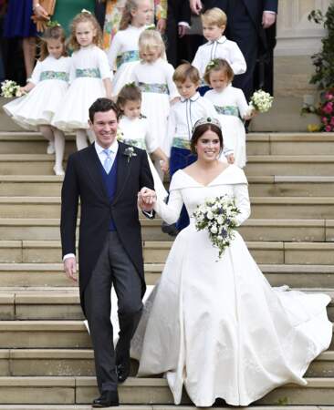 La princesse Eugenie d'York avait choisi une robe de mariée signée du créateur Peter Pilotto pour se marier avec Jack Brooksbank le 12 octobre 2018.