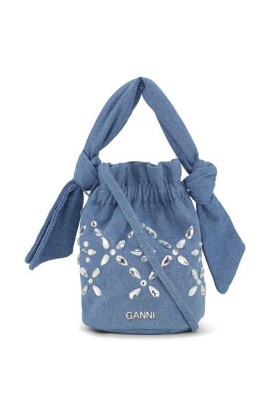 Occasion Top Handle Bag Embellishment Denim, Ganni, 195€