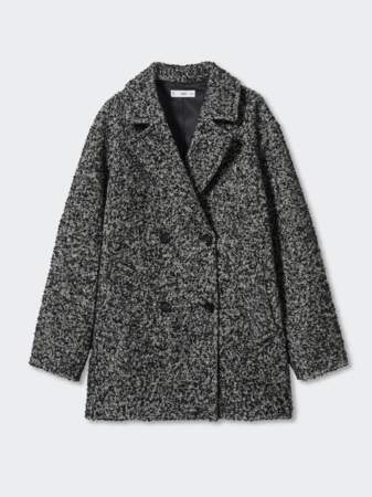 Manteau jaspé texturé, MANGO, 59.99€ (au lieu de 119.99€)