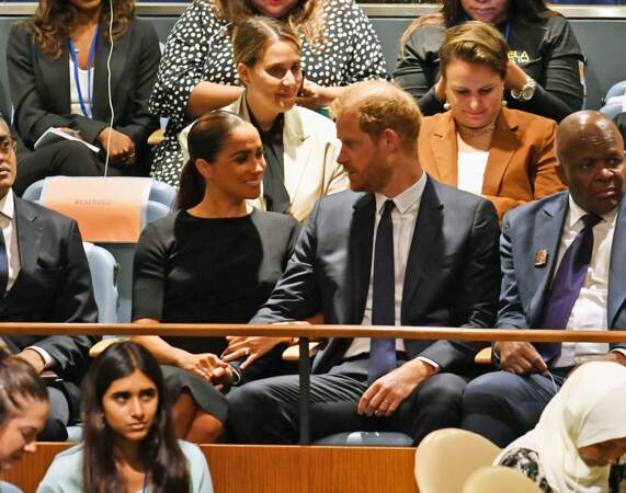 18 juillet 2022 : le prince Harry et Meghan Markle lors de la célébration du "Nelson Mandela International Day" au siège de l'ONU à New York