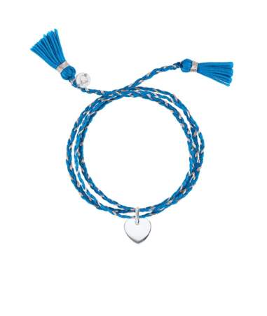Bracelet triple cordon tressé pompon et médaille coeur bombé, L'Atelier d'Amaya, 52 € 