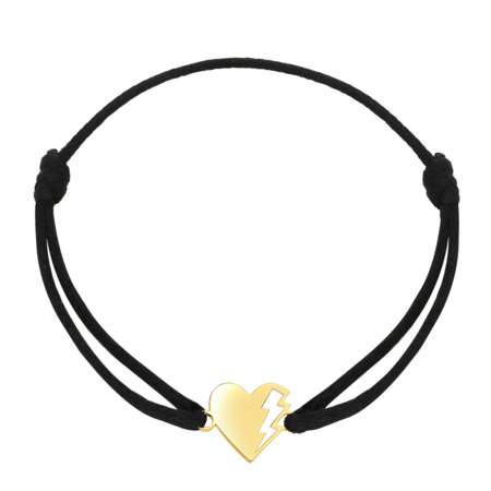 Coeur Love Tag en or jaune 18 Carats sur cordon, Akillis, 490€