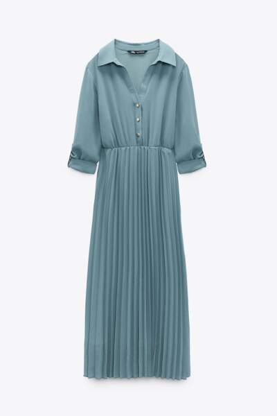 Robe chemise plissée, Zara, 59.95€